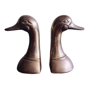 Vintage Brass Duck Bookends - Made in Korea