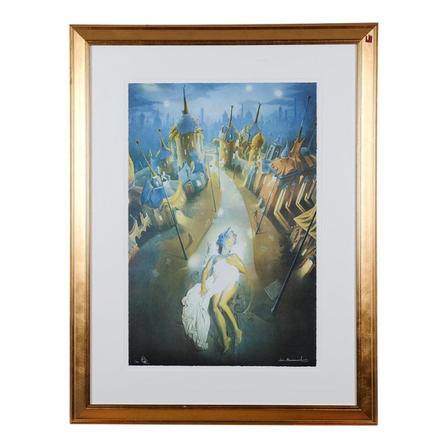 Gil Bruvel "Night" Artist Hand Signed & Numbered Framed and Matted Limited Edition 1/30 Lithograph Under Glass For Sale