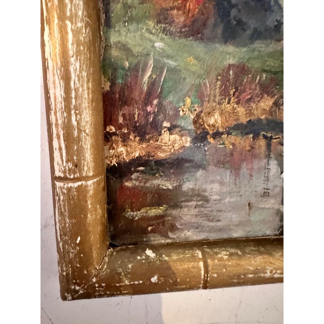 Rustic Beautiful Vintage Landscape Painting For Sale - Image 3 of 5