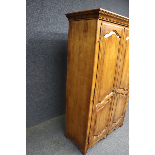 Brown Ethan Allen Cherry French Provincial Linen Press Armoire For Sale - Image 8 of 17