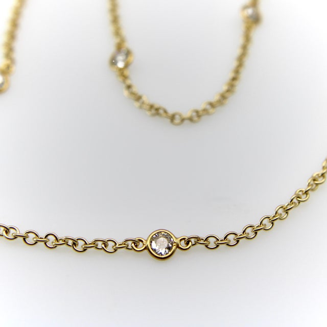 1990s 1990s 14k Gold Old European Cut Diamond by the Yard 17.5” Necklace For Sale - Image 5 of 9