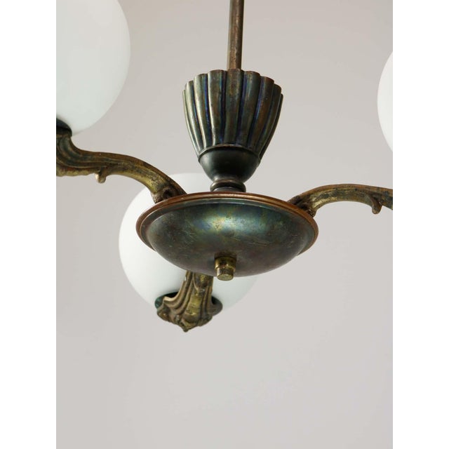 Art Deco French Brass Figural Chandelier, 1930 For Sale - Image 15 of 18