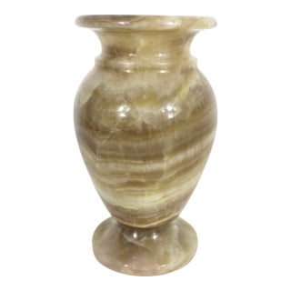 Vintage Onyx Marble Vase, Amber Cream Crystal Veining, Shelf Styling Decor, Stone For Sale