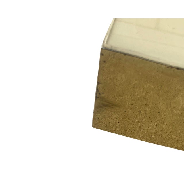 Metal Vintage Mid Century Modern 1970s Tessellated Tile and Brass Floor Lamp Colombia Silk Shade For Sale - Image 7 of 12