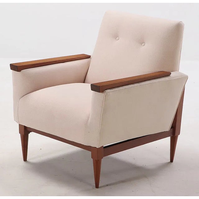 Pair Italian Upholstered Lounge Chairs C1955 For Sale In Charlotte - Image 6 of 6