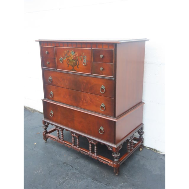 Early 1900s Carved Hand Painted Tall Chest of Drawers 6895 For Sale - Image 17 of 17