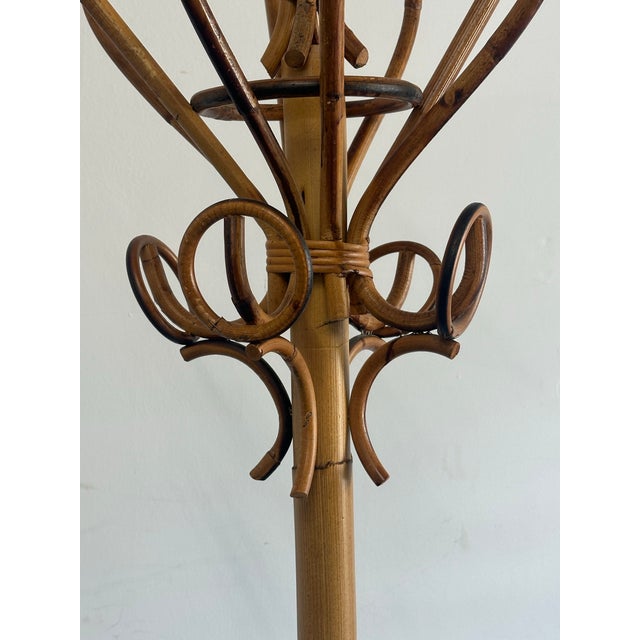 Rosenthal Netter 1960s Italian Bamboo and Rattan Coat Rack Tree Attributed to Rosenthal Netter For Sale - Image 4 of 9