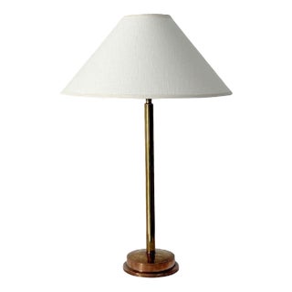 Swedish Modern Table Lamp with Slim Brass Stem, 1950s For Sale