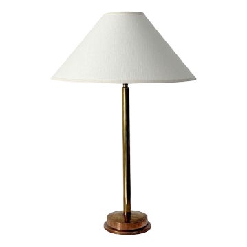 Swedish Modern Table Lamp with Slim Brass Stem, 1950s For Sale