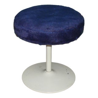 Tulip-Base Stool with Blue Plush, 1970s For Sale
