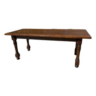 Dark French Country Farm Dining Table For Sale