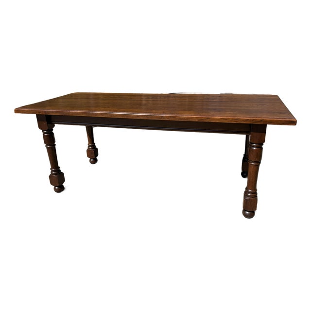 Dark French Country Farm Dining Table For Sale