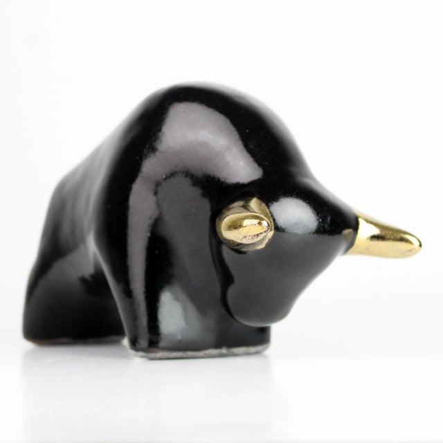 Mid-Century Modern Vintage Otto Keramik Ceramic Bull Buffalo Figurine Germany Black For Sale - Image 6 of 12