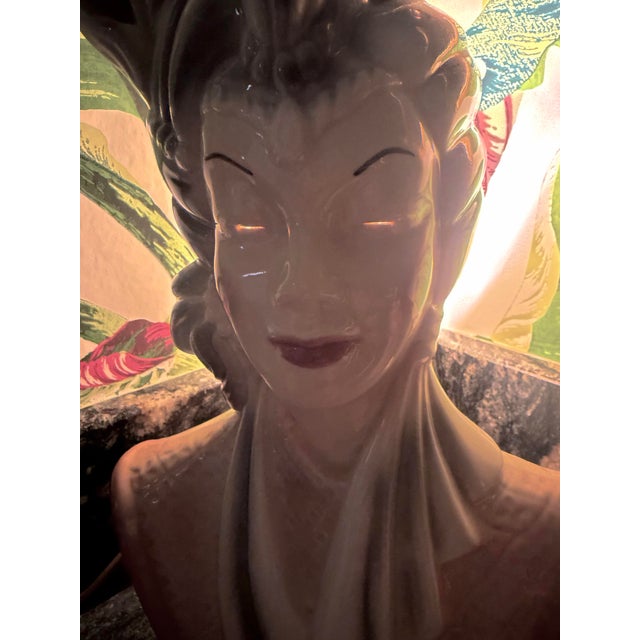 Light Gray Vintage Mid Century Beautiful Asian Woman For Sale - Image 8 of 8