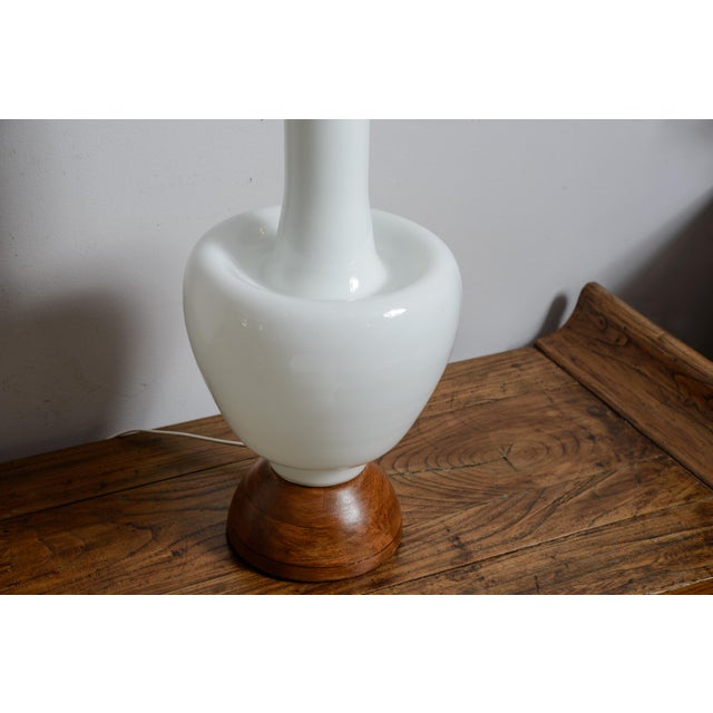 Vintage Huge White Murano Cased Glass Table Lamps - A Pair For Sale - Image 9 of 11