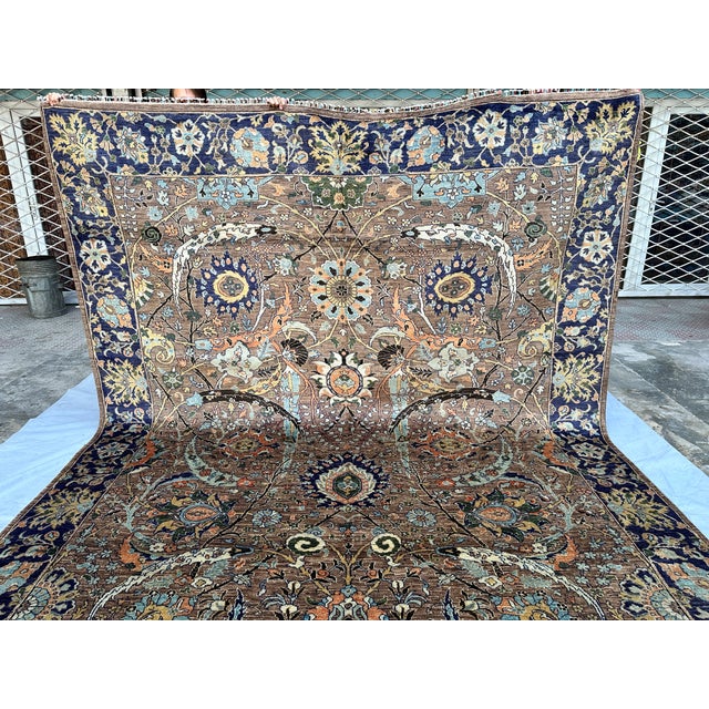 Textile Hand-Knotted Afghan Isfahan Shah Abbasi Wool Area Rug - 9'1" X 12'2" For Sale - Image 7 of 15