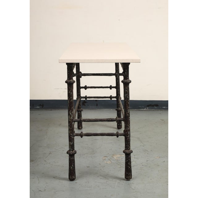 Giacometti Style Sculpture Bronzed Console With Limestone Top, C. 1970s For Sale - Image 11 of 17