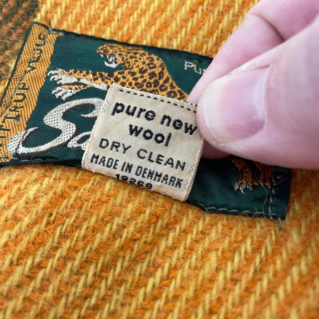 Vintage Danish Modern MCM Striped Pure Wool Blanket For Sale - Image 4 of 12