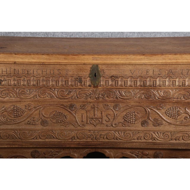 Tan Antique Baroque Chest in Oak, 1784 For Sale - Image 8 of 18