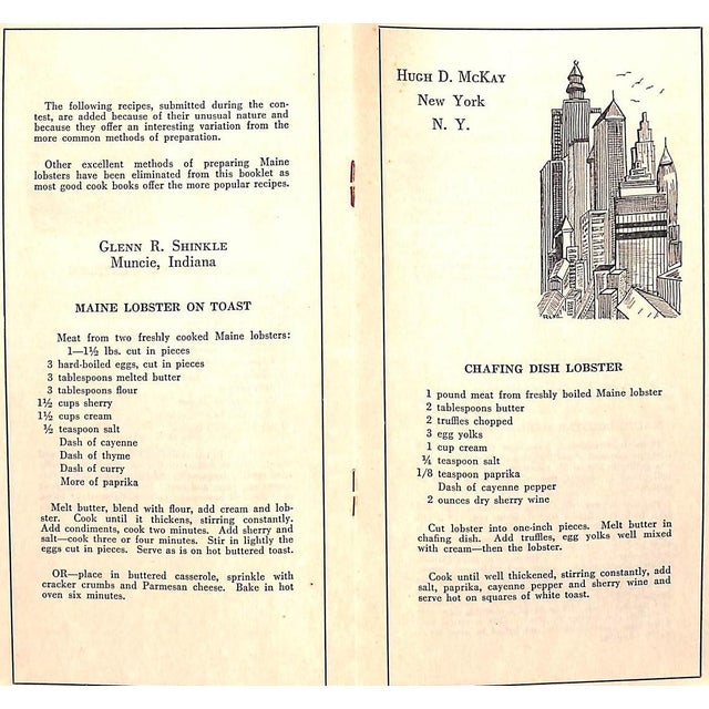 Traditional "Maine: 27 New Lobster Recipes" 1955 For Sale - Image 3 of 14