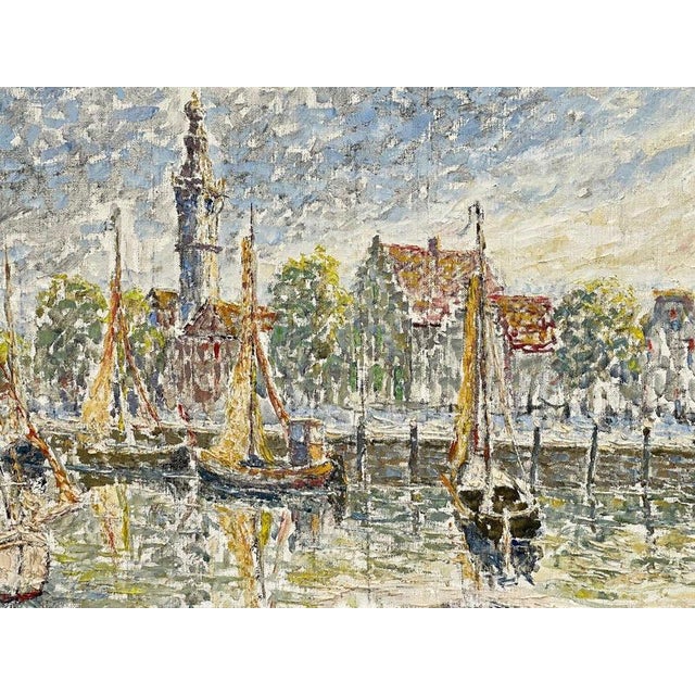 Fernand Laval, Dutch Port, 1922, Oil Painting For Sale - Image 4 of 12