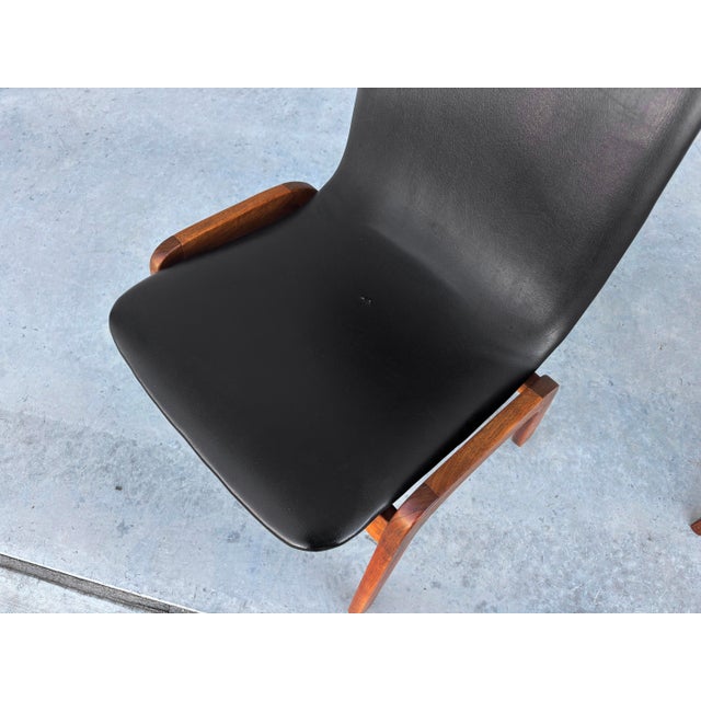 1970s Mid-Century Walnut & Black Vinyl Dining Chairs Attributed to Chet Beardsley For Sale - Image 14 of 15