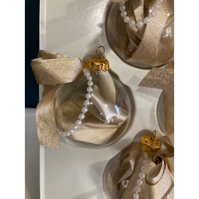 Vintage Gold & Pearl Christmas Ornaments Victoria Collection - Set of 4 For Sale - Image 4 of 8