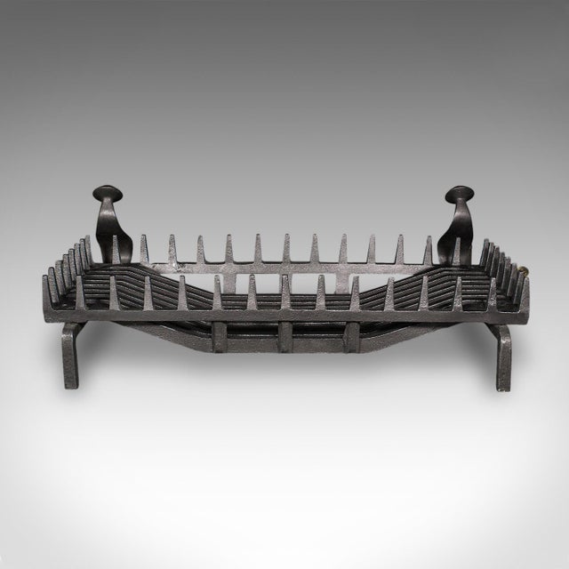 Large Antique Fireplace Set, English, Fire Basket, Andirons, Gothic, Edwardian For Sale - Image 4 of 12