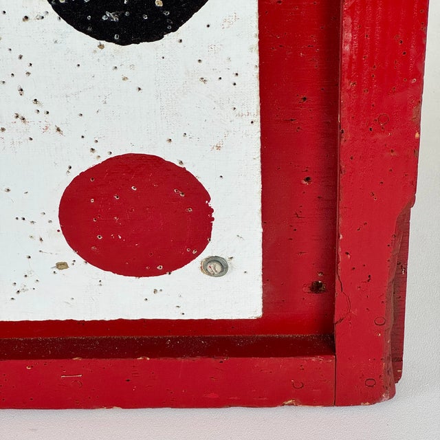 Wood Rare to Market Vintage Carnival Fairground Polkadot Dart Board in Red Wood Frame For Sale - Image 7 of 9