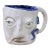 2010s Handcrafted Decorative Mug - Faces on 2 Sides - Blue Eyes and Green Eyes - Ooak For Sale