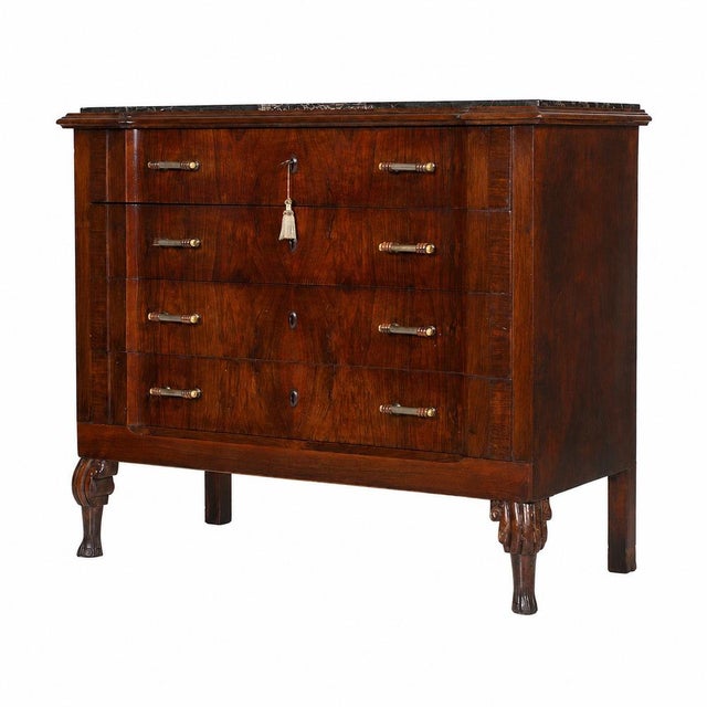 Charles X Italian Venetian Mahogany Commode with Portoro Marble Top, 1830, in Good conditions. Designed before 1890