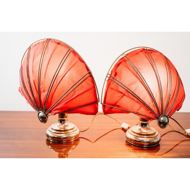 Hollywood Regency Brass Fan Table Lamps, 1970s, Set of 2 For Sale - Image 6 of 18