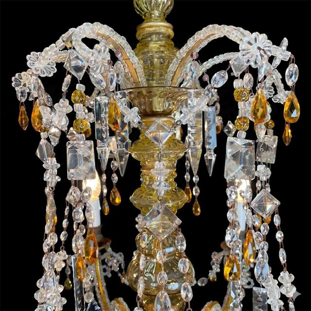 Italian Crystal Chandelier with Pale Yellow and Amber, 1930s For Sale - Image 6 of 13