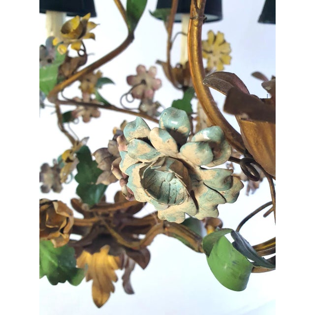 Mid-Century Italian Tole Chandelier, 1950s For Sale - Image 4 of 13
