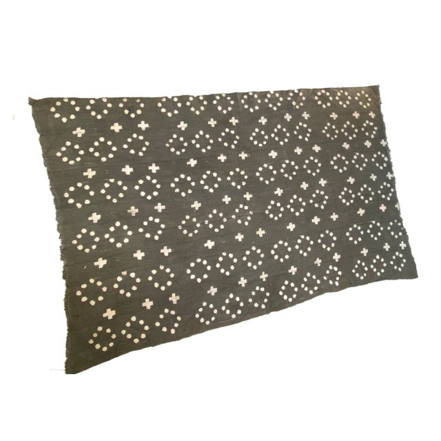 Vintage Bogolan Mali Mud Cloth Textile Slate Gray & White 35" by 54" For Sale In New York - Image 6 of 6