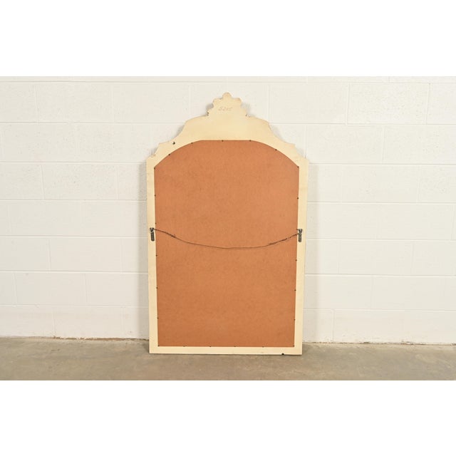 Romweber Hollywood Regency French Rococo Louis XV Cream Lacquered and Gold Gilt Wall Mirror, Circa 1960s For Sale - Image 10 of 11