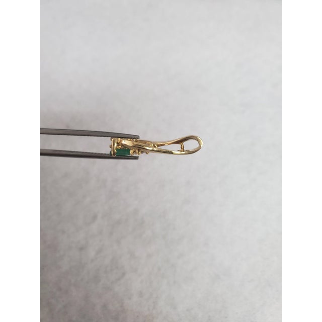 Oval Emerald Diamond Pendant .78cttw 14k Yellow Gold 16" For Sale - Image 4 of 4