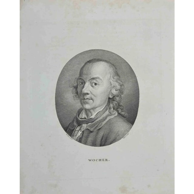 Portrait of Wocher is an original artwork realized by John Hall (1739 - 1897). Original Etching from J.C. Lavater's...