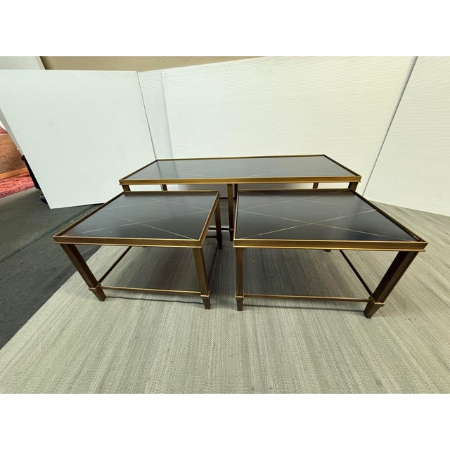 Metal Italian Vintage Nesting Coffee Table Set, Set of Three For Sale - Image 7 of 12