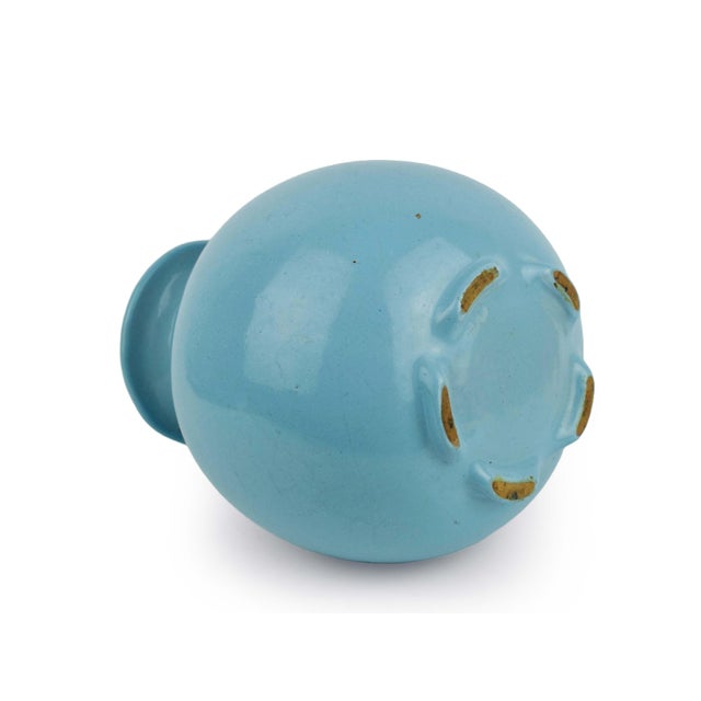 Mid 20th Century Mid Century Modern Blue Matte Ball Pitcher/Jug Art Pottery For Sale - Image 6 of 6