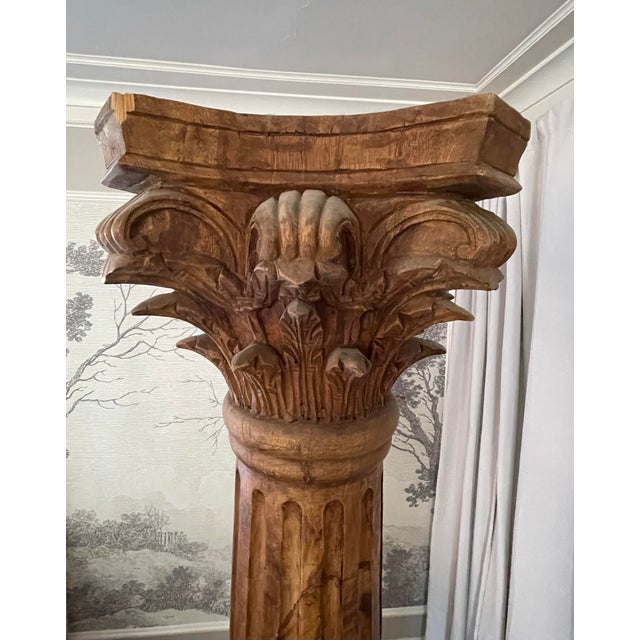 Antique Carved Solid Wood Corinthian Column For Sale - Image 10 of 13