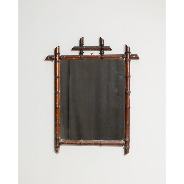 French 19th Century France Brown Wood Mirror For Sale - Image 3 of 10
