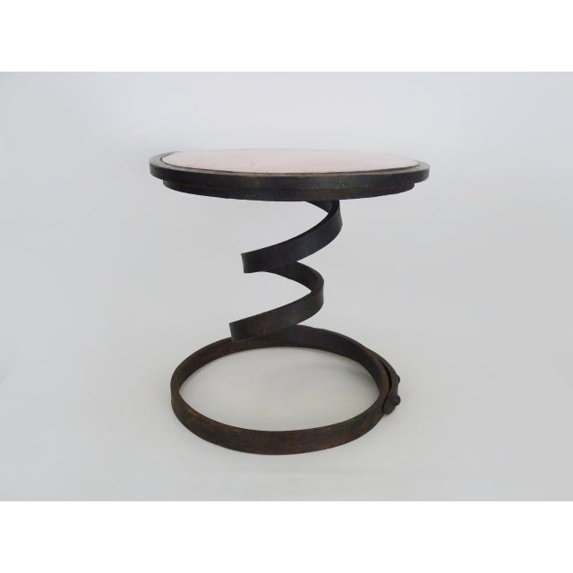 Industrial Vintage Coffee Table with Industrial Spring and Copper Top, 1950s For Sale - Image 3 of 9