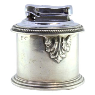 Silver-Plated Built-in Lighter with Pearl Engraving and Friezes For Sale