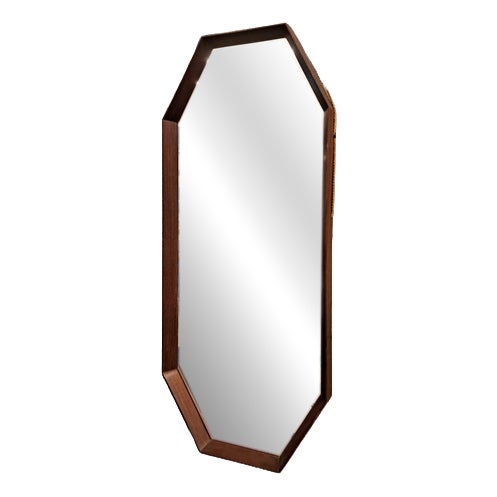 Vintage Danish Octagonal Teak Mirror, 1960s For Sale
