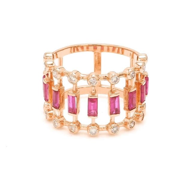 Natural 0.97 cts ruby & 0.46 cts diamond ring in 14k gold For Sale - Image 10 of 18