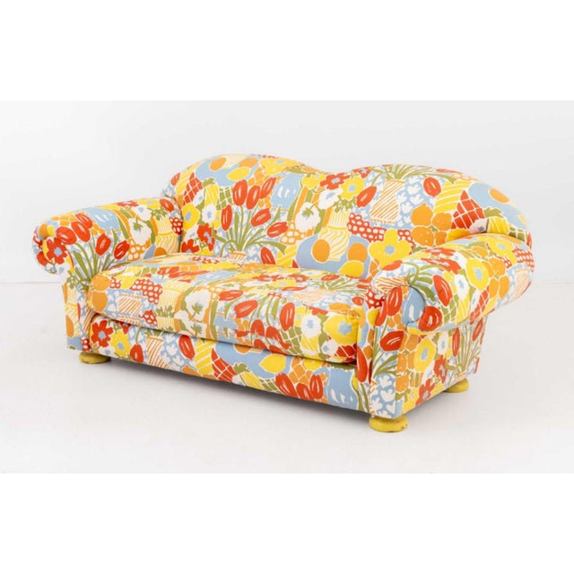 Late 20th Century Abstract Floral Print Custom Upholstered Sofa For Sale - Image 5 of 8