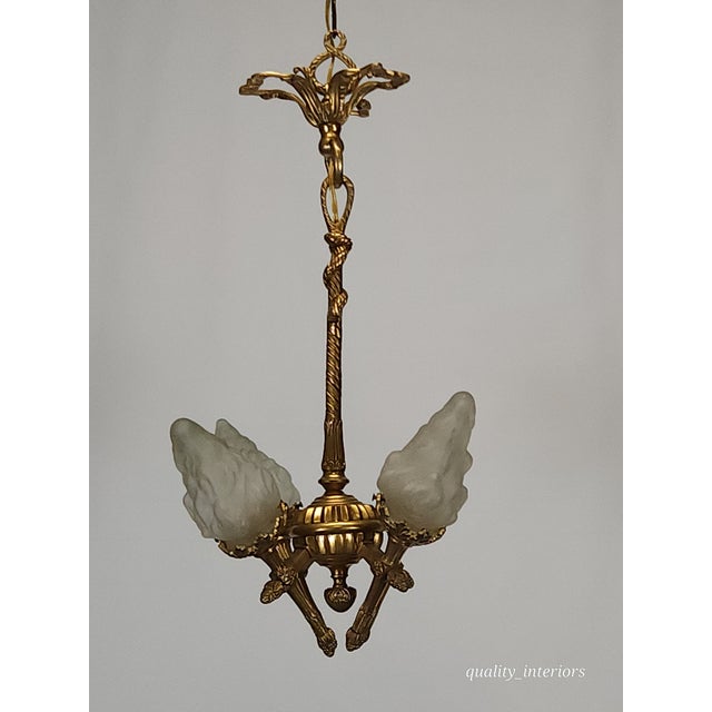 Metal Antique Darling 4 Arm 4 Light Glowing Ribbons and Bows Flame Torch Chandelier For Sale - Image 7 of 17