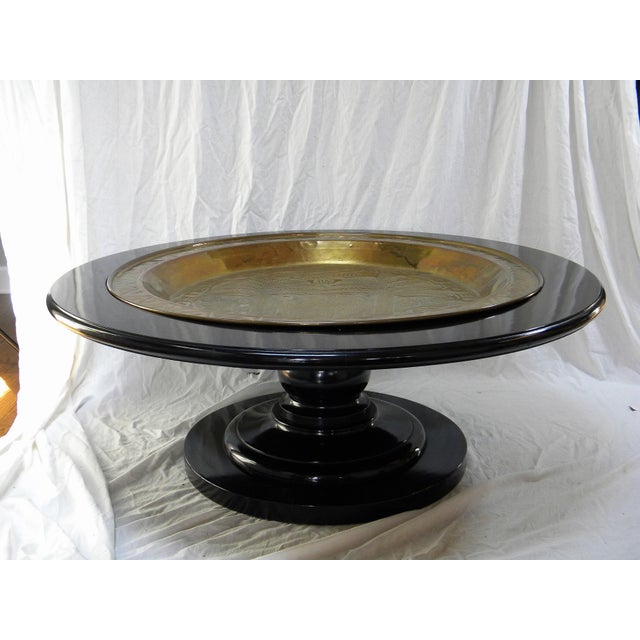 Black Lacquer Pedestal Coffee Table | Chairish