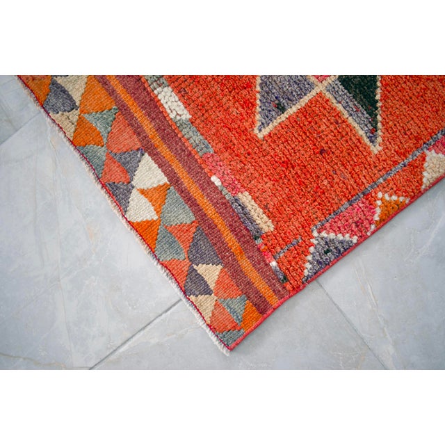 3x10 Ft Vintage Hand-Knotted Tribal Hallway Decor Ancient Alien Motif Rug for Hallway Kitchen Decor Turkish Rug Runner For Sale - Image 13 of 15